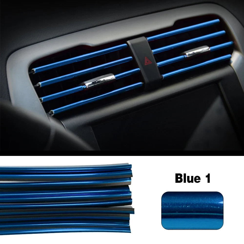 10Pcs Colorful Car Accessories DIY Auto Interior Air Conditioner Outlet Vent Grille Chrome Decoration Strip Car Styling Decorate