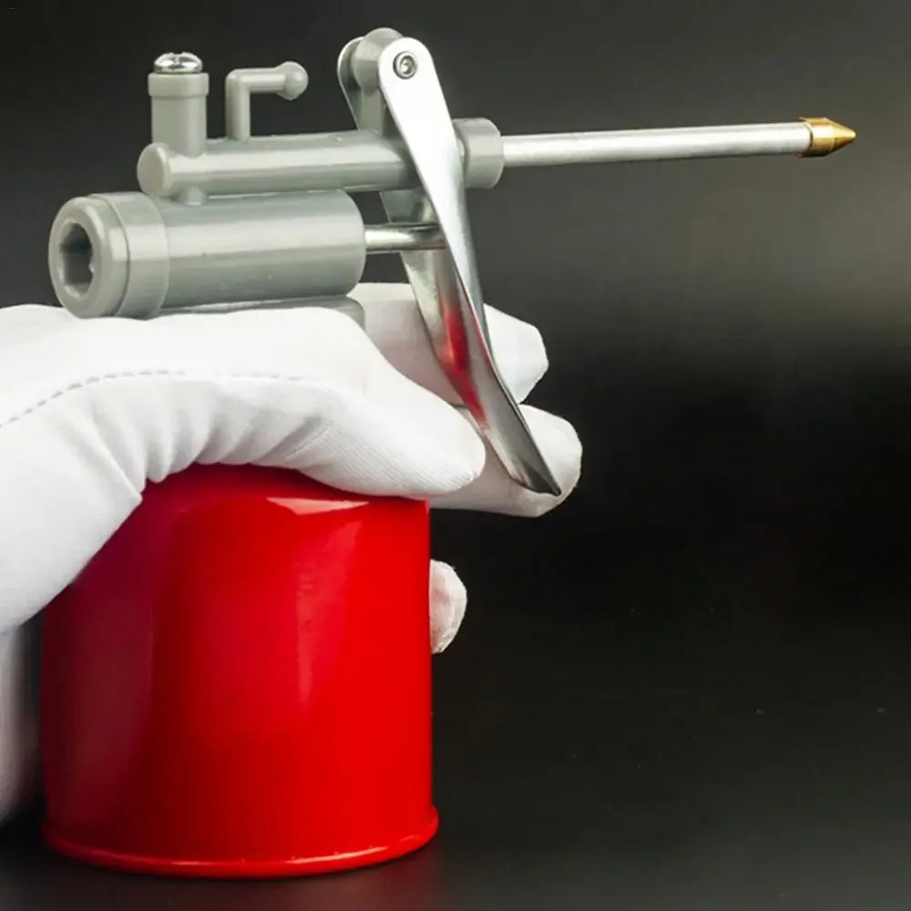 High-Pressure Oil Can Spout Thumb Pump Grease Gun with Copper Nozzle Repair Tool Mini Canister 250ml for Car Maintenance