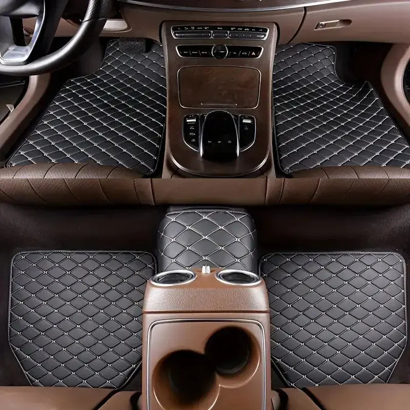 Universal 5Pcs Car Floor Mats PU Leather Waterproof Dust-Proof Auto Carpet Protector pads Fashion Car Interior Accessories