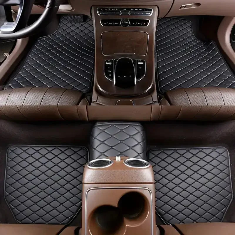 Universal 5Pcs Car Floor Mats PU Leather Waterproof Dust-Proof Auto Carpet Protector pads Fashion Car Interior Accessories