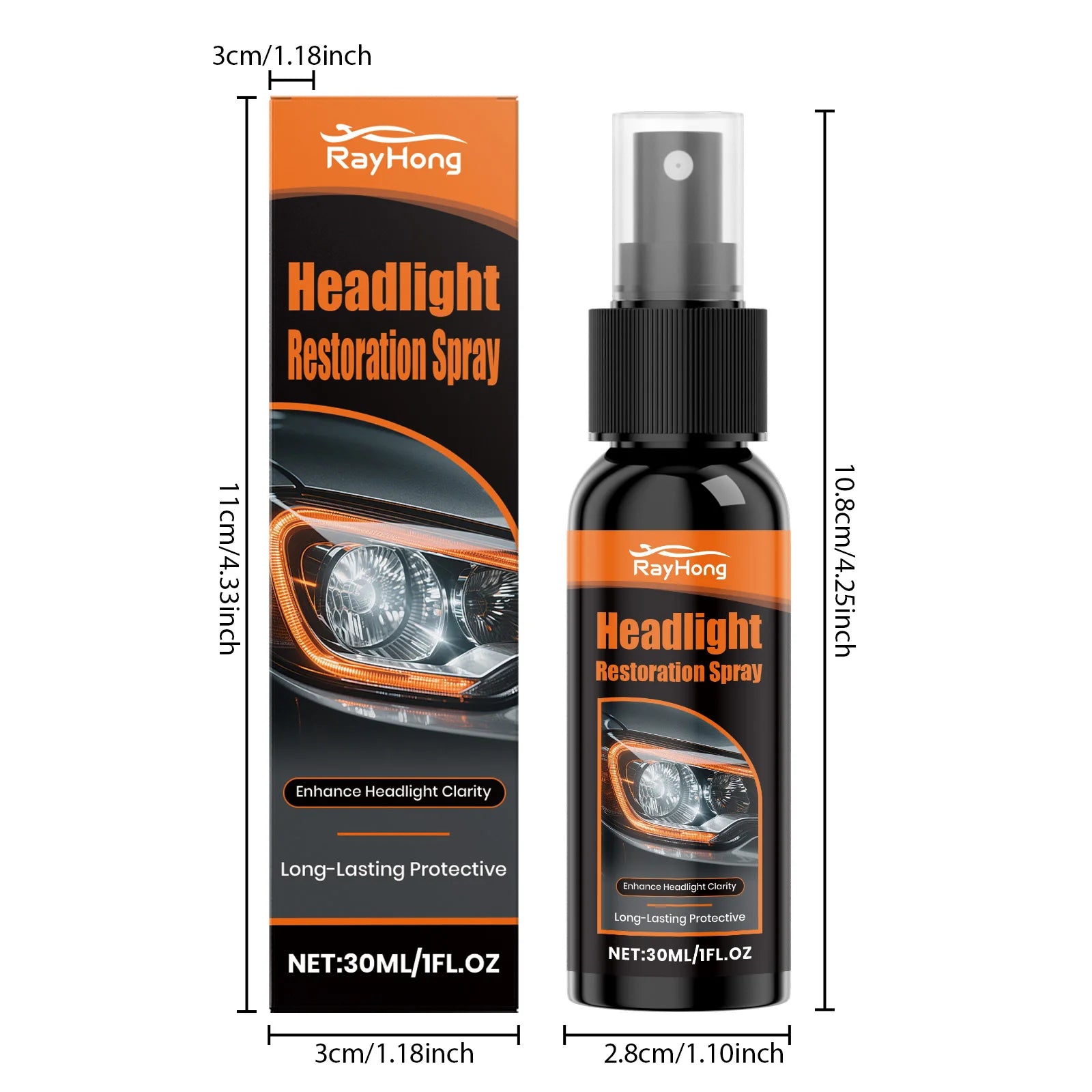 30ml Headlight Restoration Spray Coating Improves Clarity and Light Output for Plastic Headlamp Lenses Car Maintenance Tools