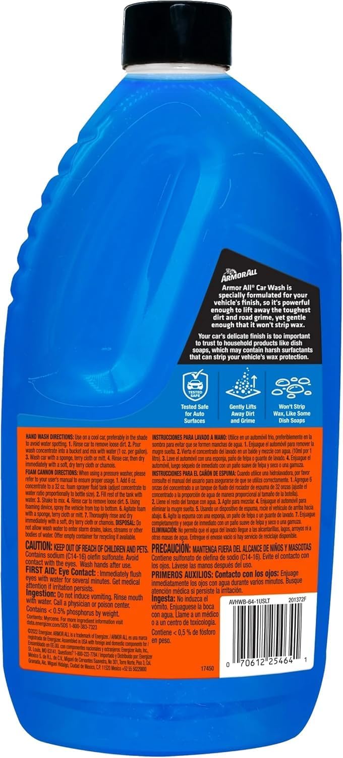 Armor All Foam Action Car Wash Soap, Cleaning Concentrate for Cars, Trucks, and Motorcycles, 64 Fl Oz Bottles (Pack of 4)