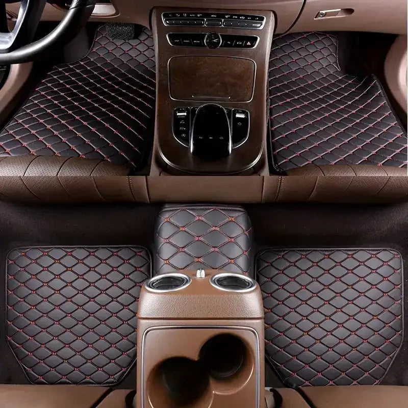 Universal 5Pcs Car Floor Mats PU Leather Waterproof Dust-Proof Auto Carpet Protector pads Fashion Car Interior Accessories
