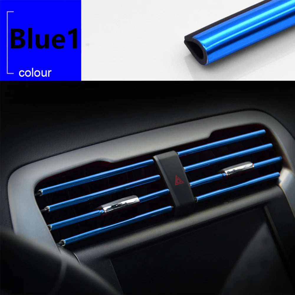 10Pcs Colorful Car Accessories DIY Auto Interior Air Conditioner Outlet Vent Grille Chrome Decoration Strip Car Styling Decorate