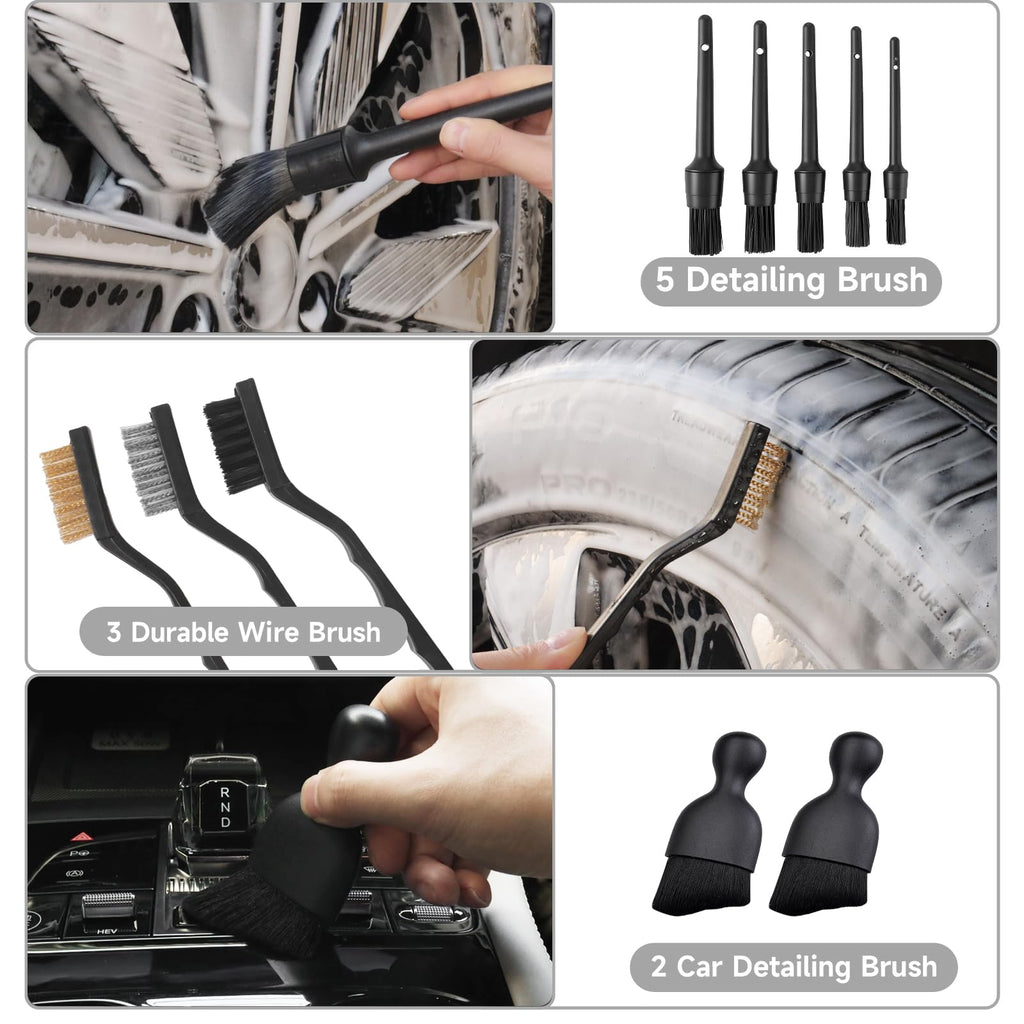 36Pcs Car Detailing Kit, Car Detailing Brush Set, Car Cleaning Kit, Auto Detailing Tools for Interior Exterior Wheels, Professional Car Wash Accessories with Windshield Cleaning Tool and Storage Box