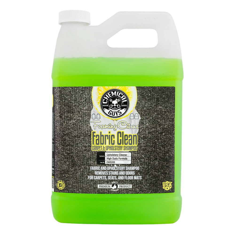 Chemical Guys, Citrus Foaming Fabric & Carpet Cleaner Drill Brush, 16 oz | Lifts coffee, food and pet stains and odors from carpet, mats and upholstery, drill brush agitates, citrus scent