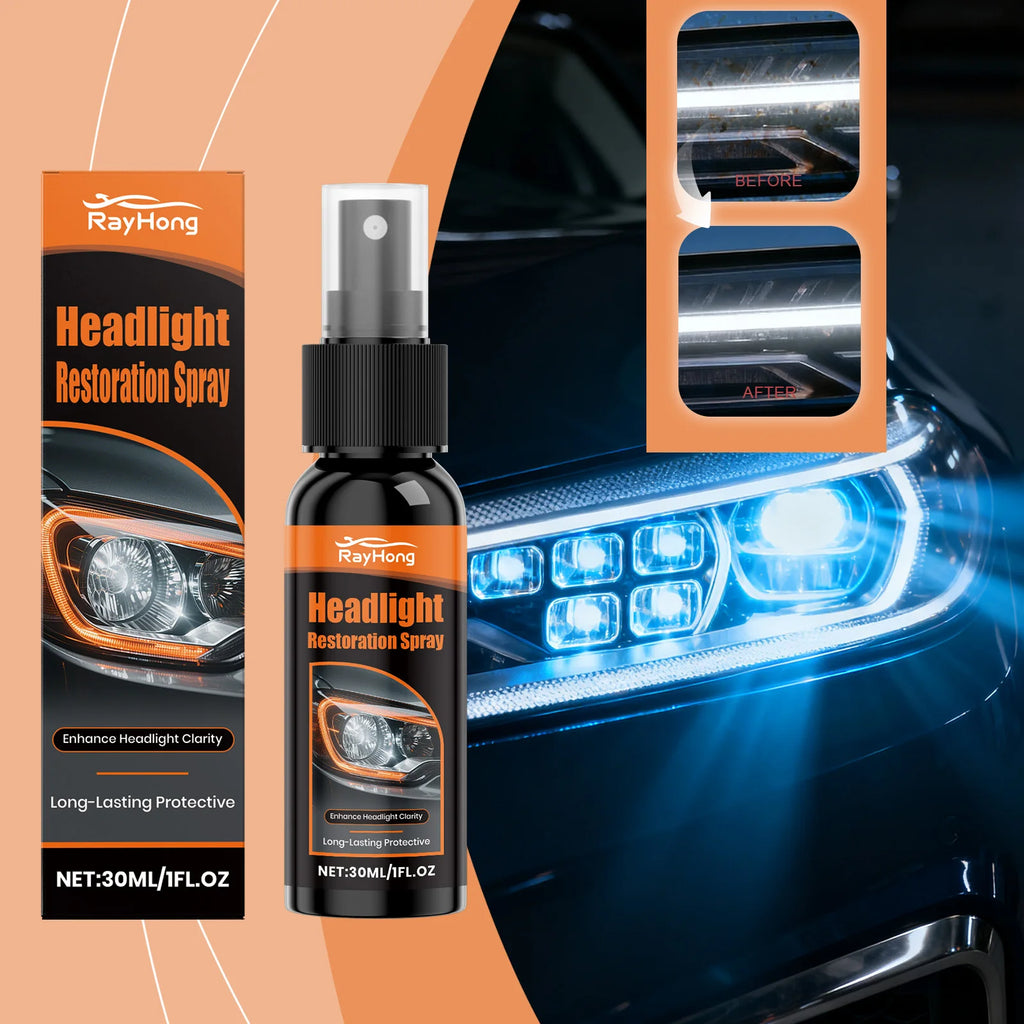 30ml Headlight Restoration Spray Coating Improves Clarity and Light Output for Plastic Headlamp Lenses Car Maintenance Tools