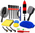 18-Piece Car Detailing Kit – Complete Car Interior Detailing Kit and Exterior Cleaning Set with Detail Brushes, Wire Brushes, Waxing Mop, and Microfiber Accessories for Vehicles