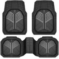 CAR PASS Heavy Duty Rubber Car Mats, Deep-Dish Odorless Car Floor Mats All Weather, Universal Trim-to-Fit for SUVs Trucks Sedans, Waterproof Anti-Slip, 3 Pieces V12 Black