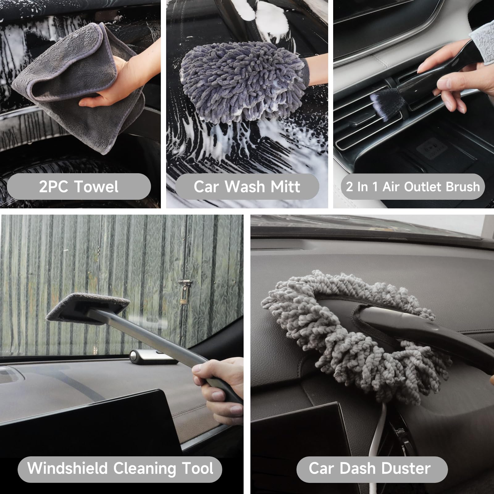 36Pcs Car Detailing Kit, Car Detailing Brush Set, Car Cleaning Kit, Auto Detailing Tools for Interior Exterior Wheels, Professional Car Wash Accessories with Windshield Cleaning Tool and Storage Box