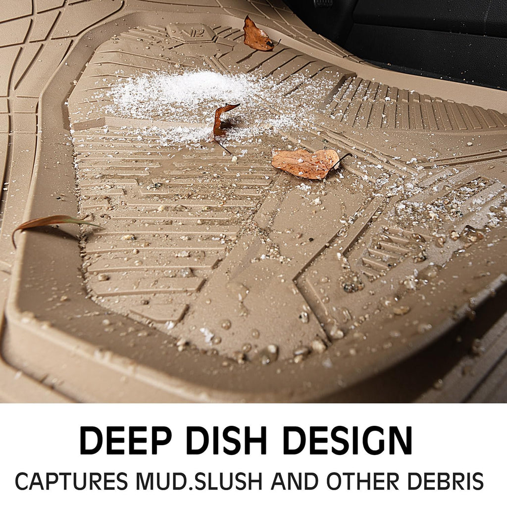 CAR PASS Heavy Duty Rubber Car Mats, Deep-Dish Odorless Car Floor Mats All Weather, Universal Trim-to-Fit for SUVs Trucks Sedans, Waterproof Anti-Slip, 3 Pieces V12 Black