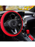 3 Car Massage Mesh Cloth Steering Wheel Cover Handbrake & Handle Cover Set Breathable No Inner Ring for 14.5-15 Inch Accessories