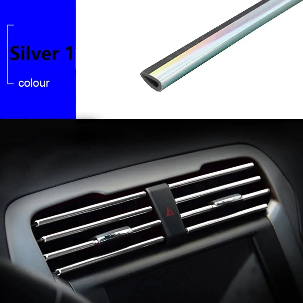 10Pcs Colorful Car Accessories DIY Auto Interior Air Conditioner Outlet Vent Grille Chrome Decoration Strip Car Styling Decorate