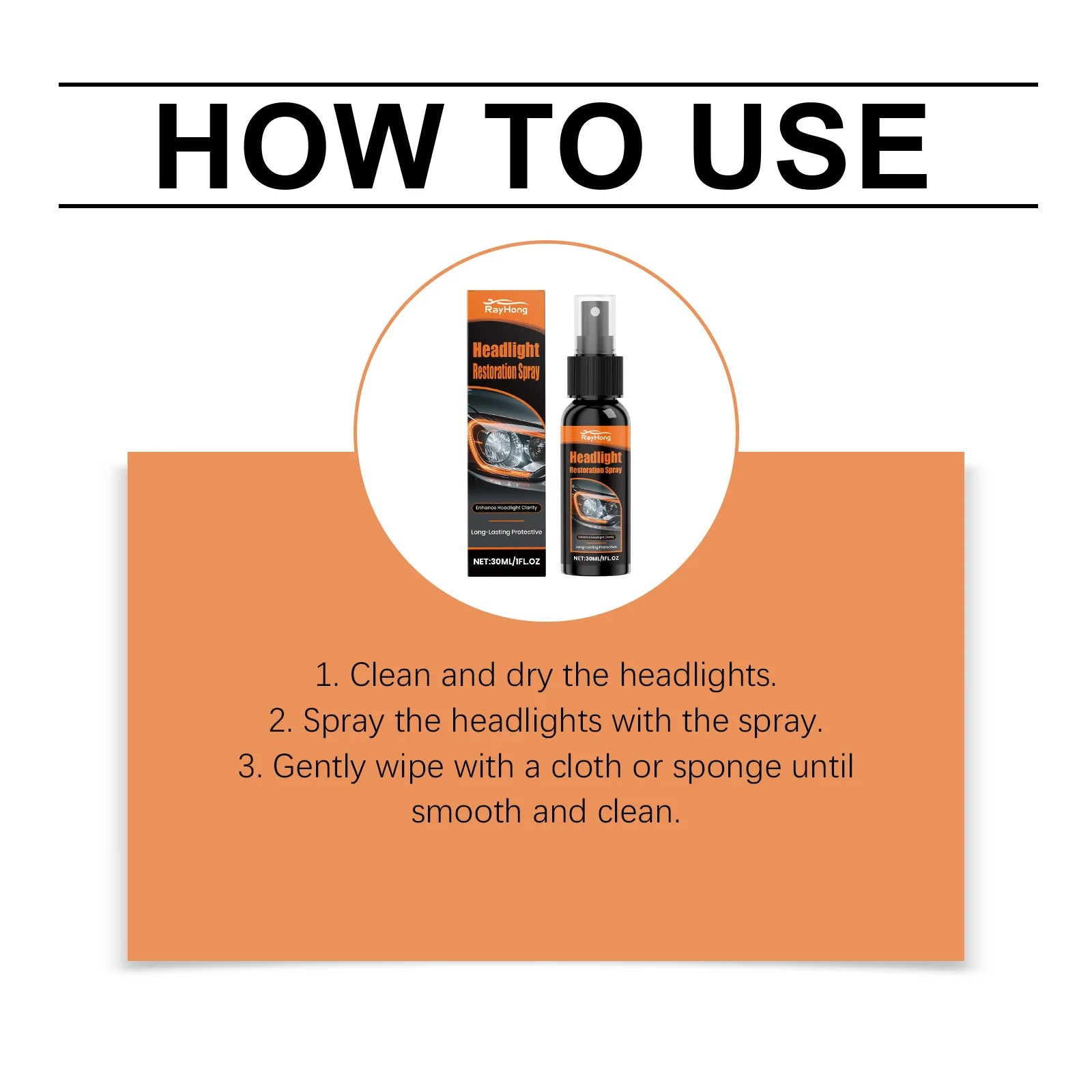30ml Headlight Restoration Spray Coating Improves Clarity and Light Output for Plastic Headlamp Lenses Car Maintenance Tools