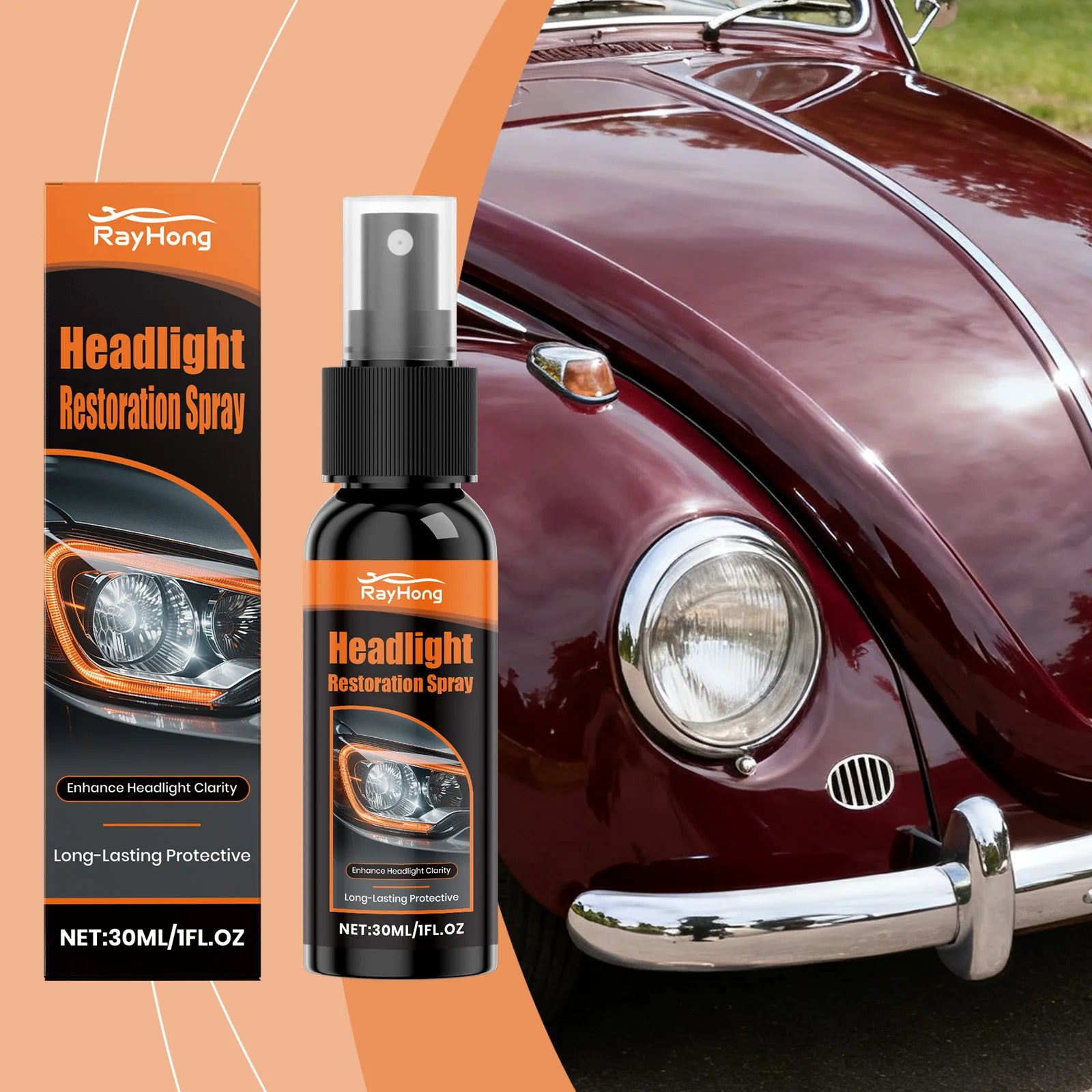 30ml Headlight Restoration Spray Coating Improves Clarity and Light Output for Plastic Headlamp Lenses Car Maintenance Tools