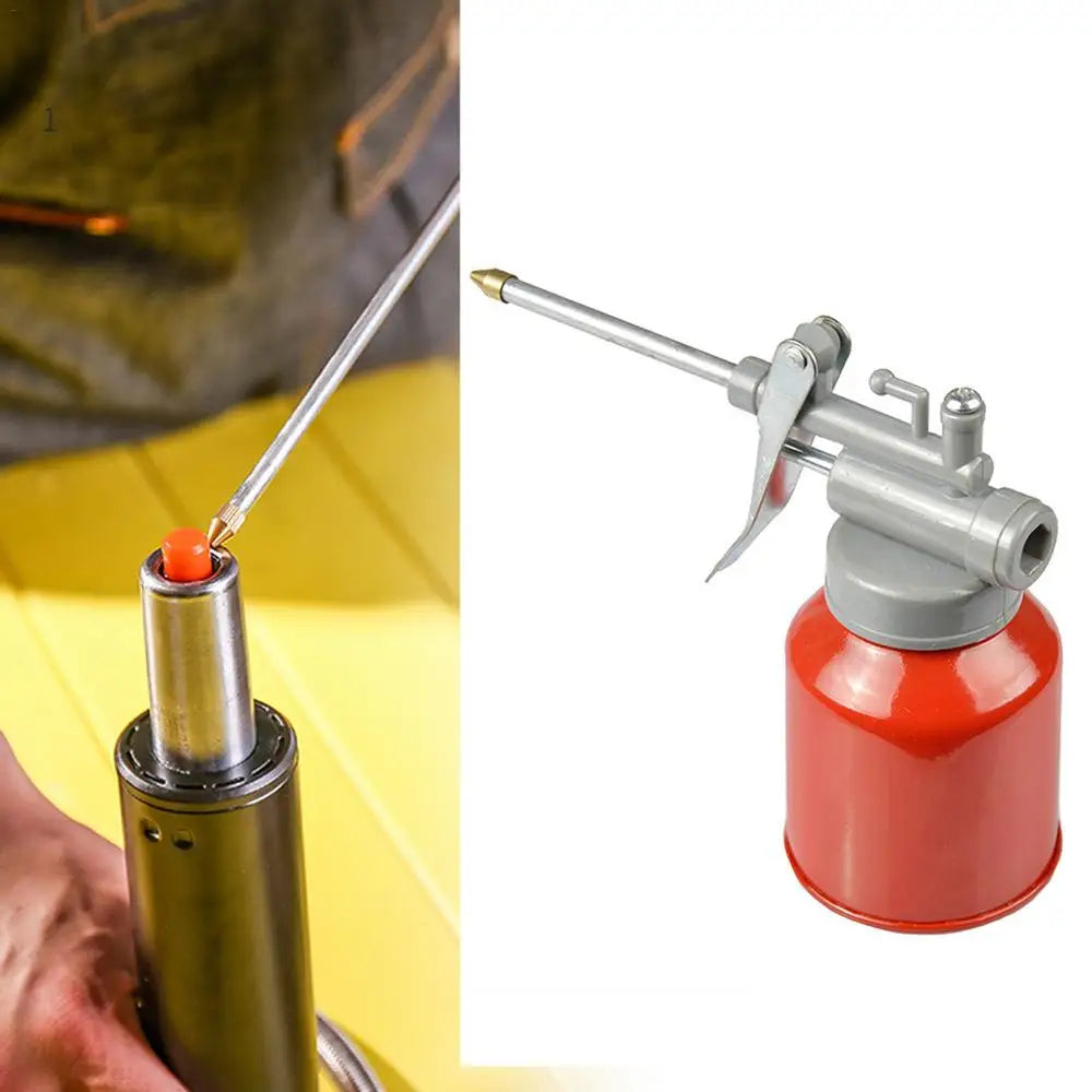 High-Pressure Oil Can Spout Thumb Pump Grease Gun with Copper Nozzle Repair Tool Mini Canister 250ml for Car Maintenance
