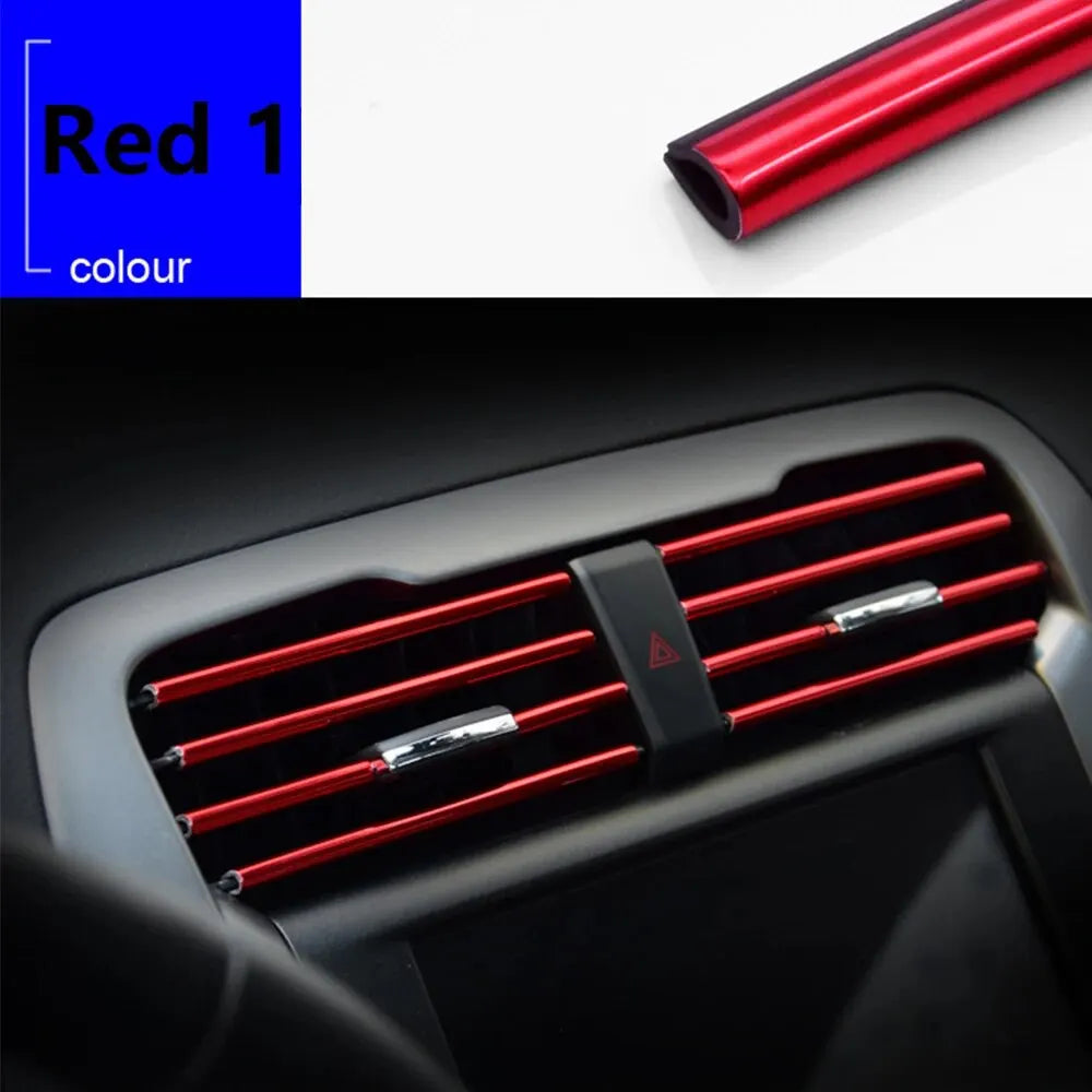 10Pcs Colorful Car Accessories DIY Auto Interior Air Conditioner Outlet Vent Grille Chrome Decoration Strip Car Styling Decorate